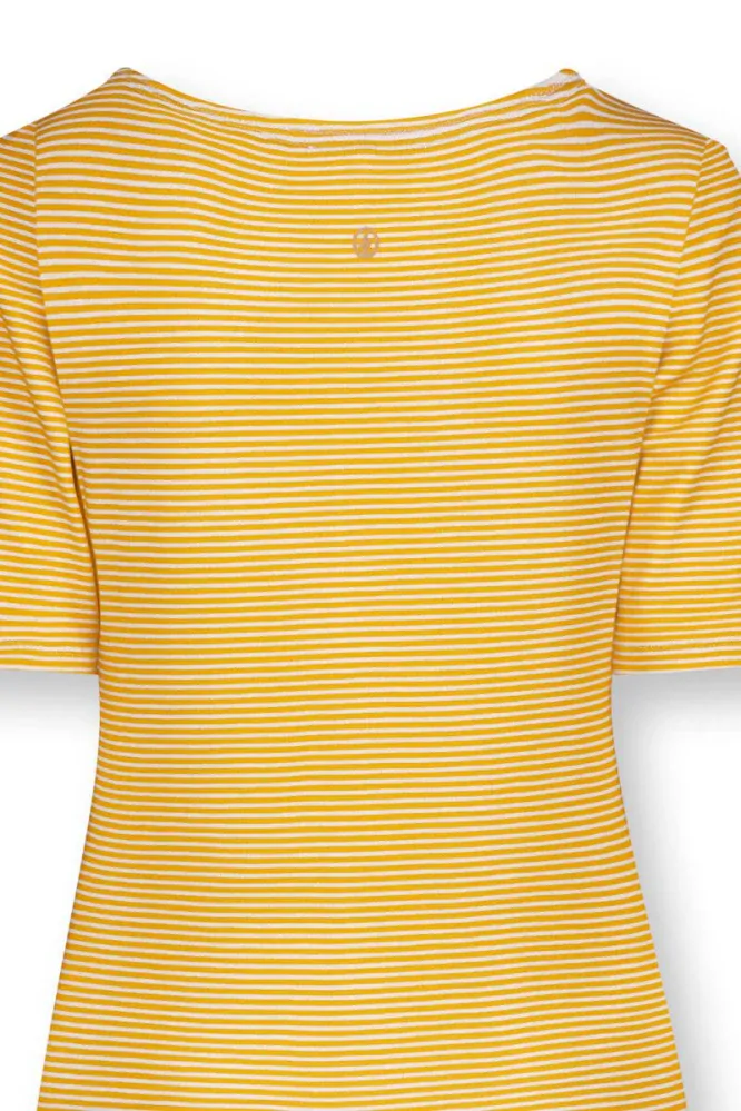 Pip Studio Tjessy tričko s krátkým rukávem Sumo Stripe, žluté