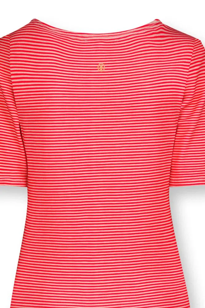Pip Studio Tjessy triko s krátkým rukávem Sumo Stripe, červené