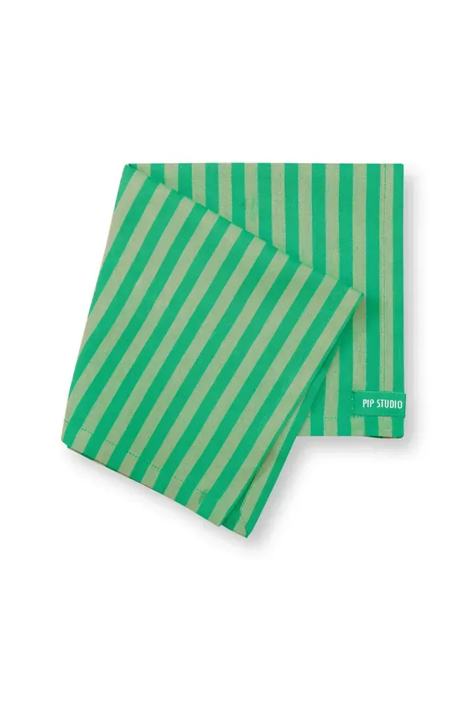 Pip Studio Stripes Green set 4ks látkových ubrousků 40x40cm, zelený