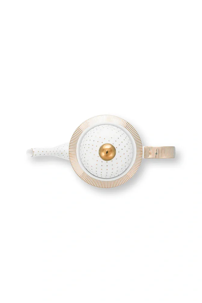 Pip Studio Dot Delight čajová konvice 1,25l, bílo-zlatá