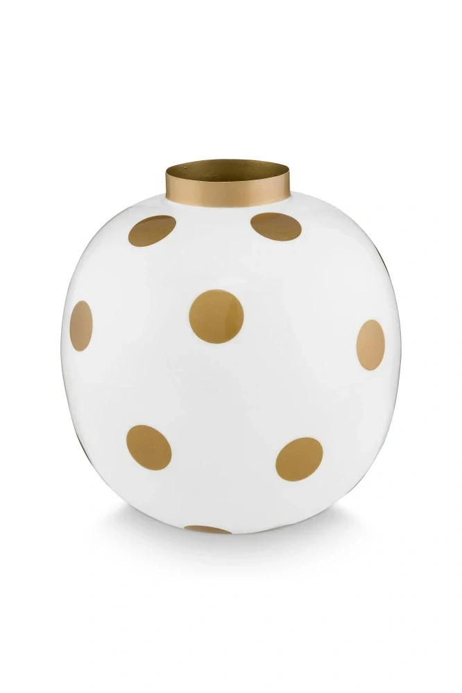 Pip Studio kovová váza bílo-zlatá střední