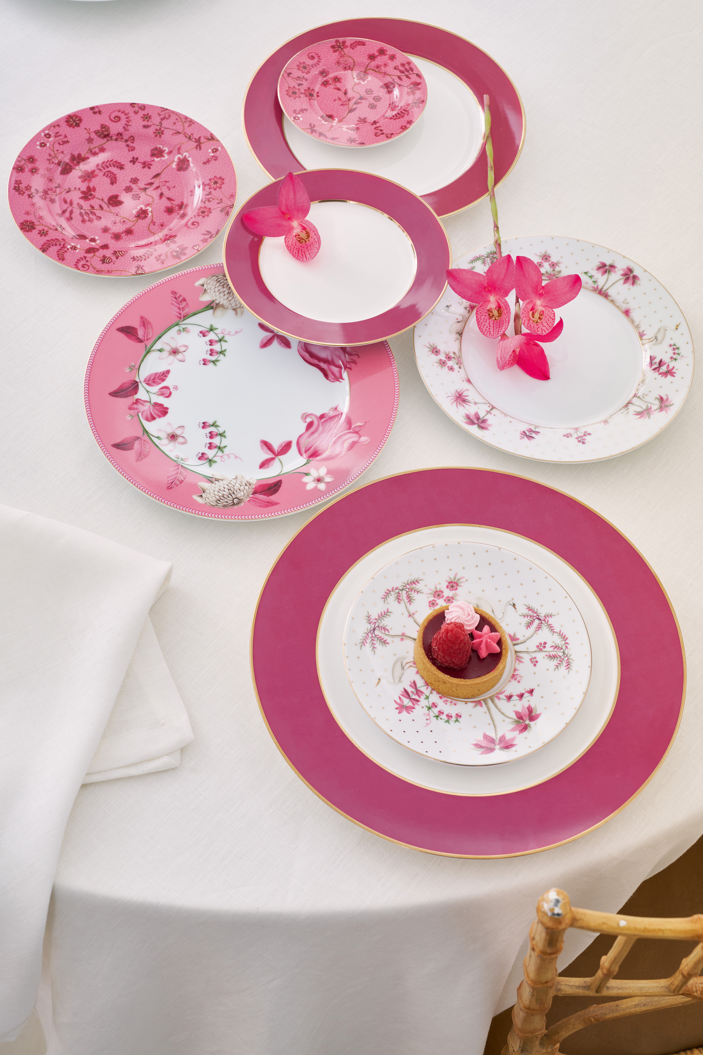 Pip Studio Jolie Fowers malý talířek ∅12cm, růžový