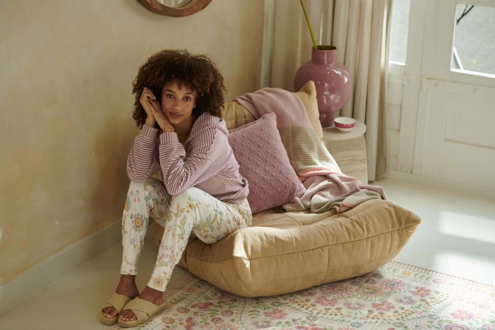 Pip Studio dlouhé kalhoty Bobien Buenas Noches, bílé