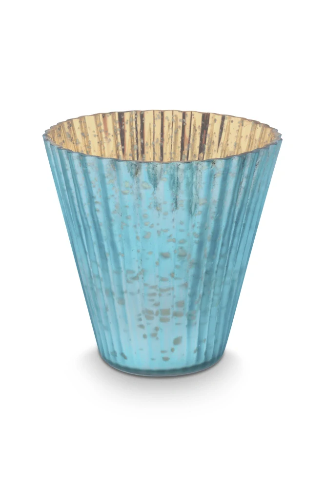 Pip Studio Love Birds sada 3 ks skleněných svícnů 10x10,5 cm, zeleno-modrá