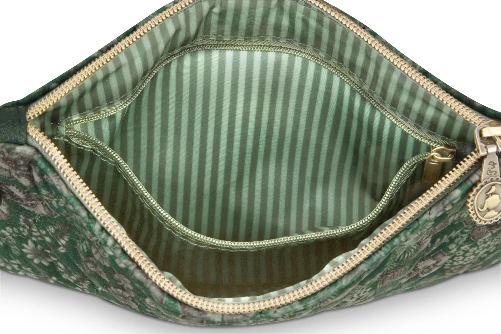 Pip Studio sametové ploché pouzdro Charly Quilted Daisy Dream, zelený