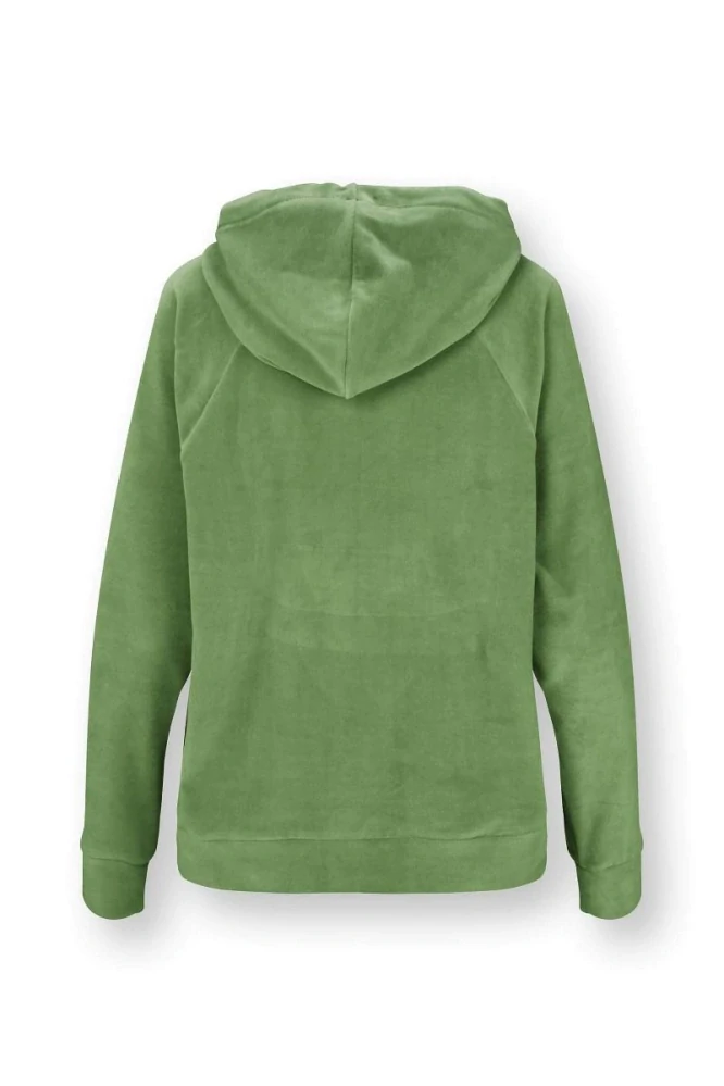 Pip Studio Tamari sametová mikina s kapucí zelená