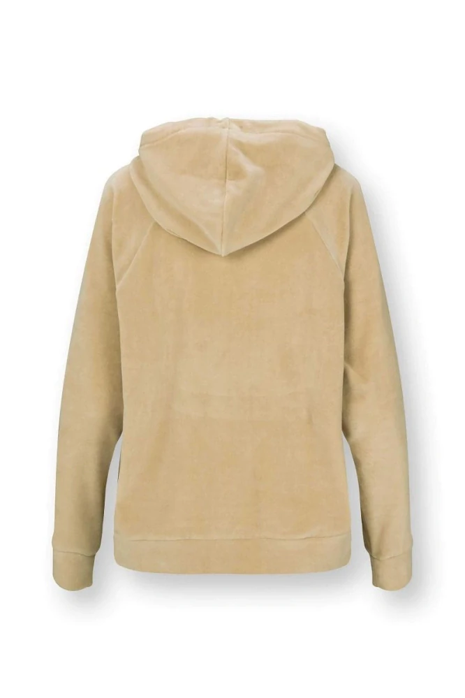 Pip Studio Tamari sametová mikina s kapucí, béžová