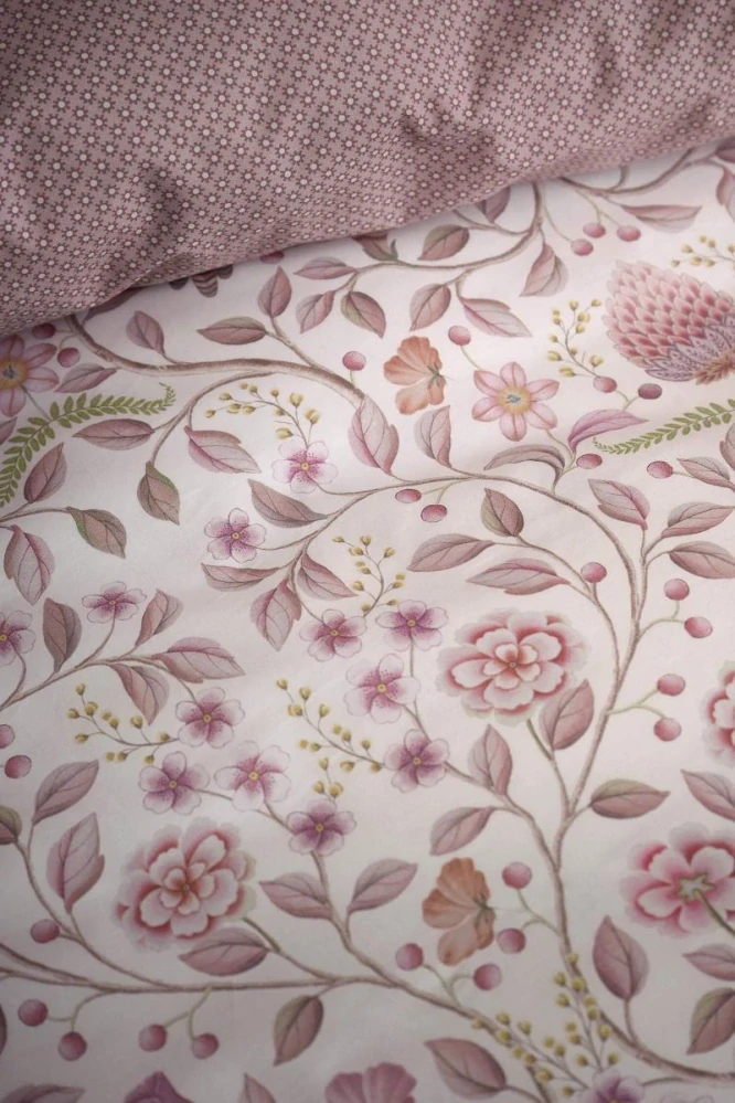 Pip Studio perkálové povlečení Garden of Dove bílo-růžové 140x200 + 70x90 cm