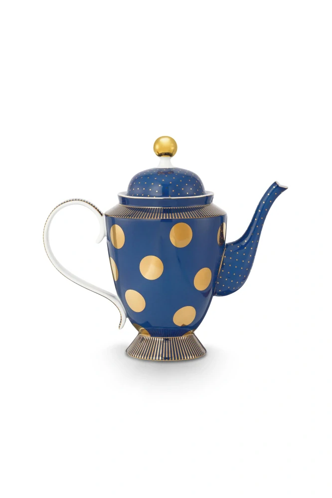 Pip Studio Dot Delight Navy-gold čajová konvice 1,25l, modrá-zlatá