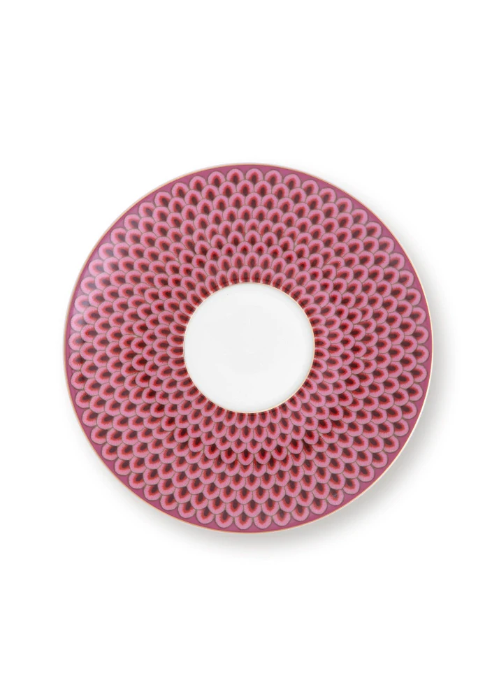 Pip Studio Flower Festival cappuccino šálek s podšálkem 270ml, tmavě růžový