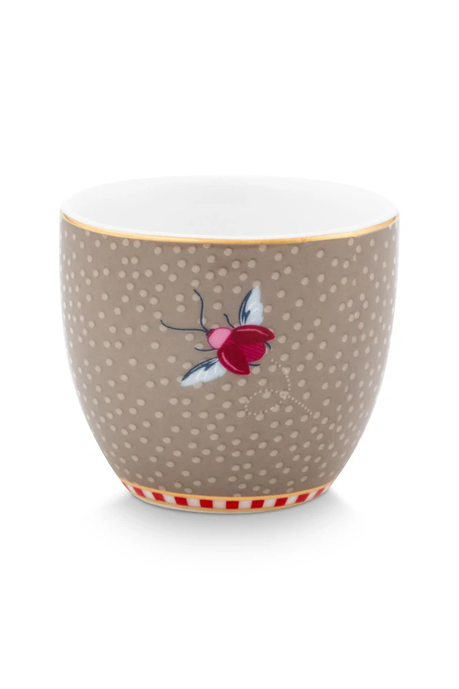Pip Studio Blooming Tales sada 4 ks porcelánových kalíšků, khaki