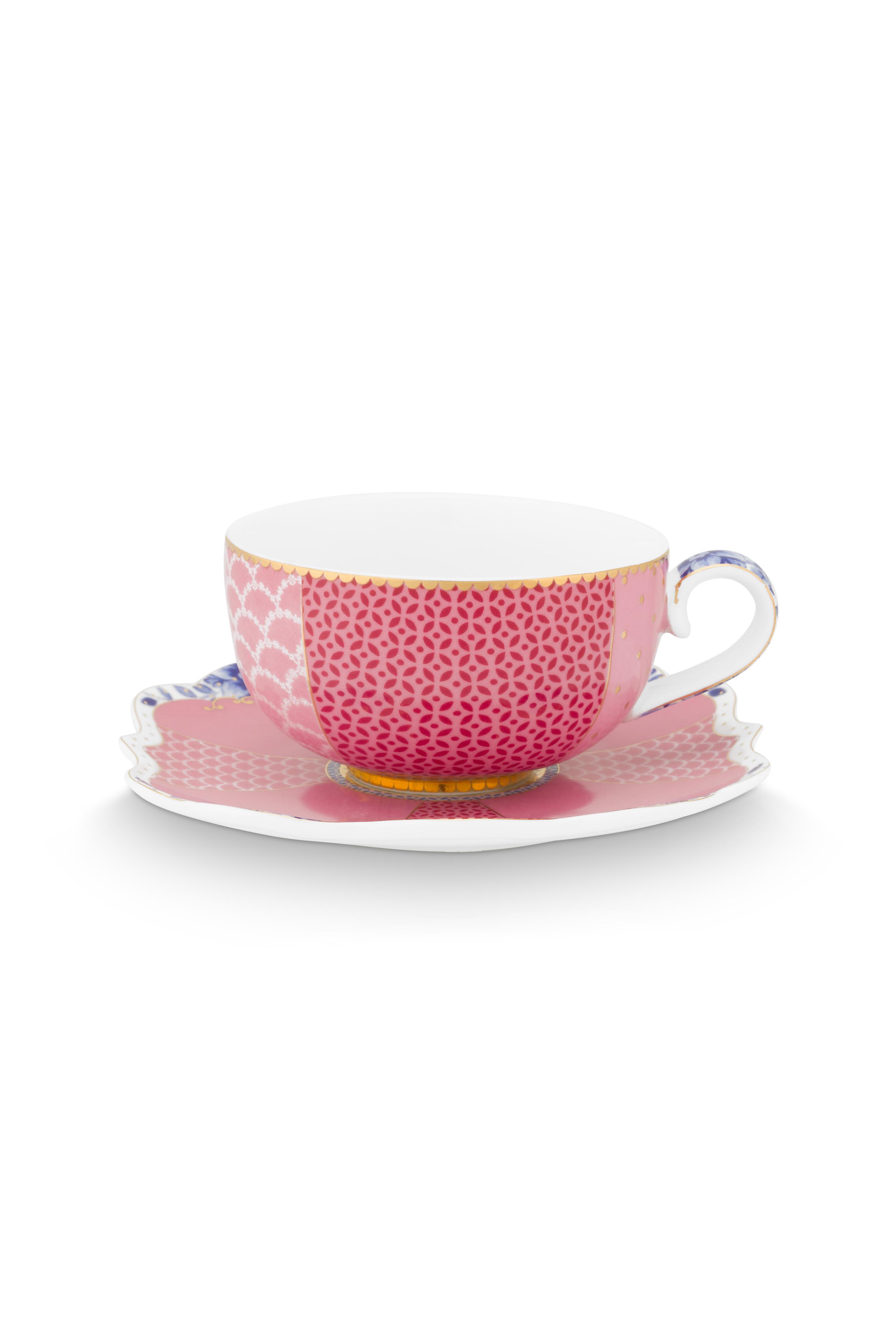 Pip Studio Royal Multi sada 2 ks espresso šáleků s podšálky 100ml, růžová