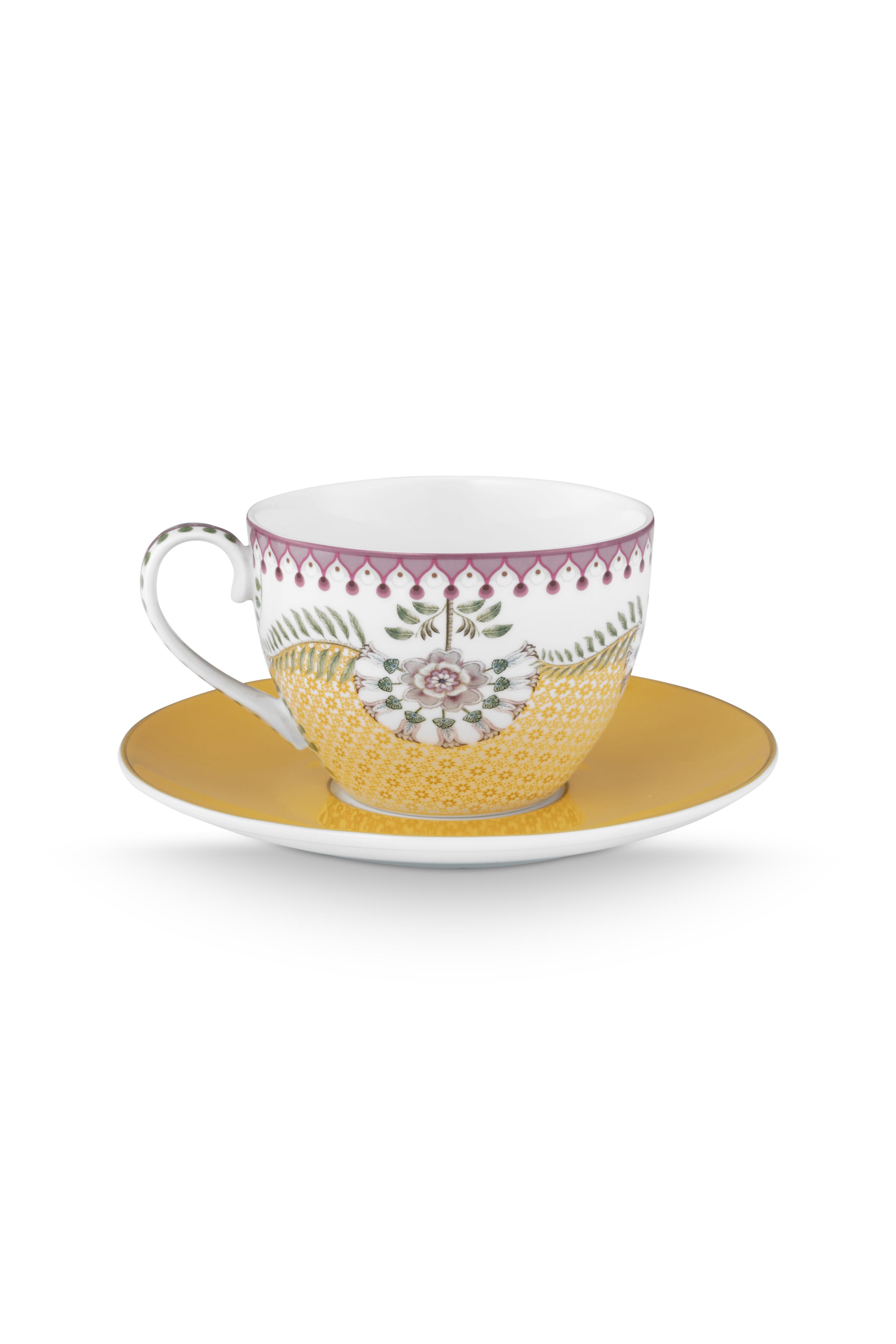 Pip Studio Lily & Lotus sada 2ks cappuccino šálků s podšálky 270ml, žlutá