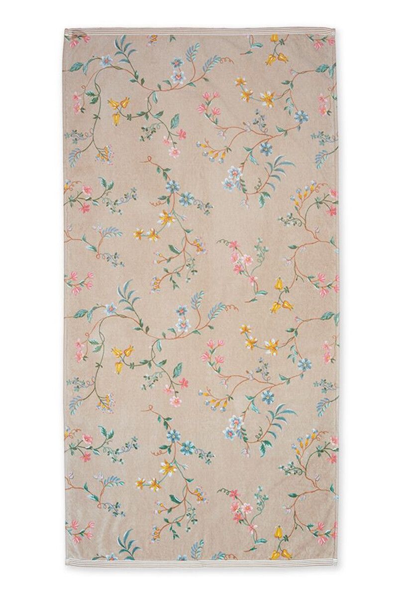 Pip Studio Les Fleurs bavlněná froté osuška khaki 70x140 cm