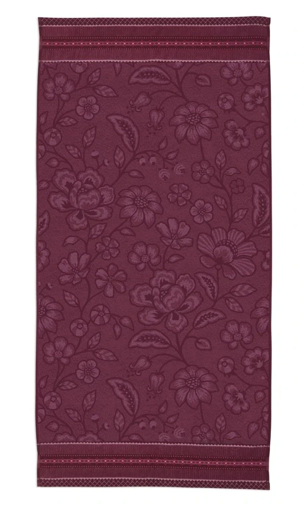 Pip Studio Jasmine Jacquard bavlněná froté osuška tmavě růžová 70x140 cm
