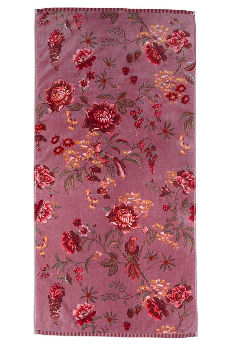 Pip Studio Secret Garden bavlněná froté osuška mauve 70x140 cm