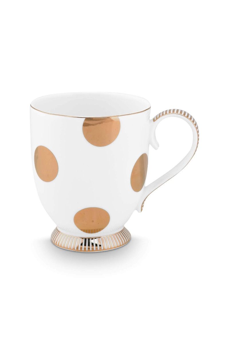 Pip Studio Dot Delight White - Gold hrnek 380ml, bílo-zlatý