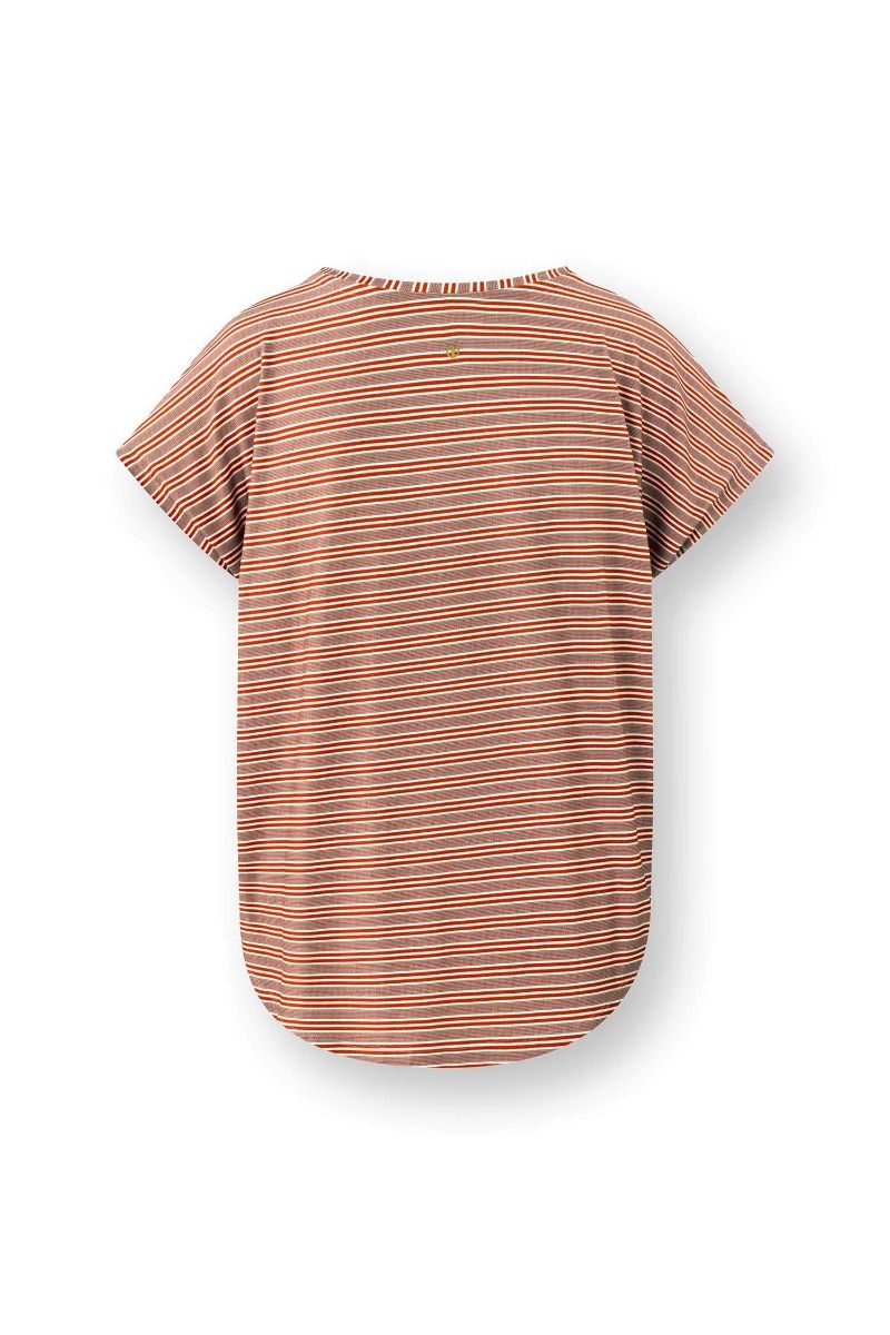 Pip Studio Tatum triko s krátkým rukávem Kente Stripes, růžové