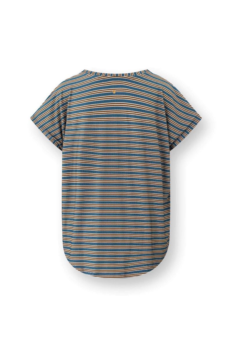 Pip Studio Tatum triko s krátkým rukávem Kente Stripes, modré