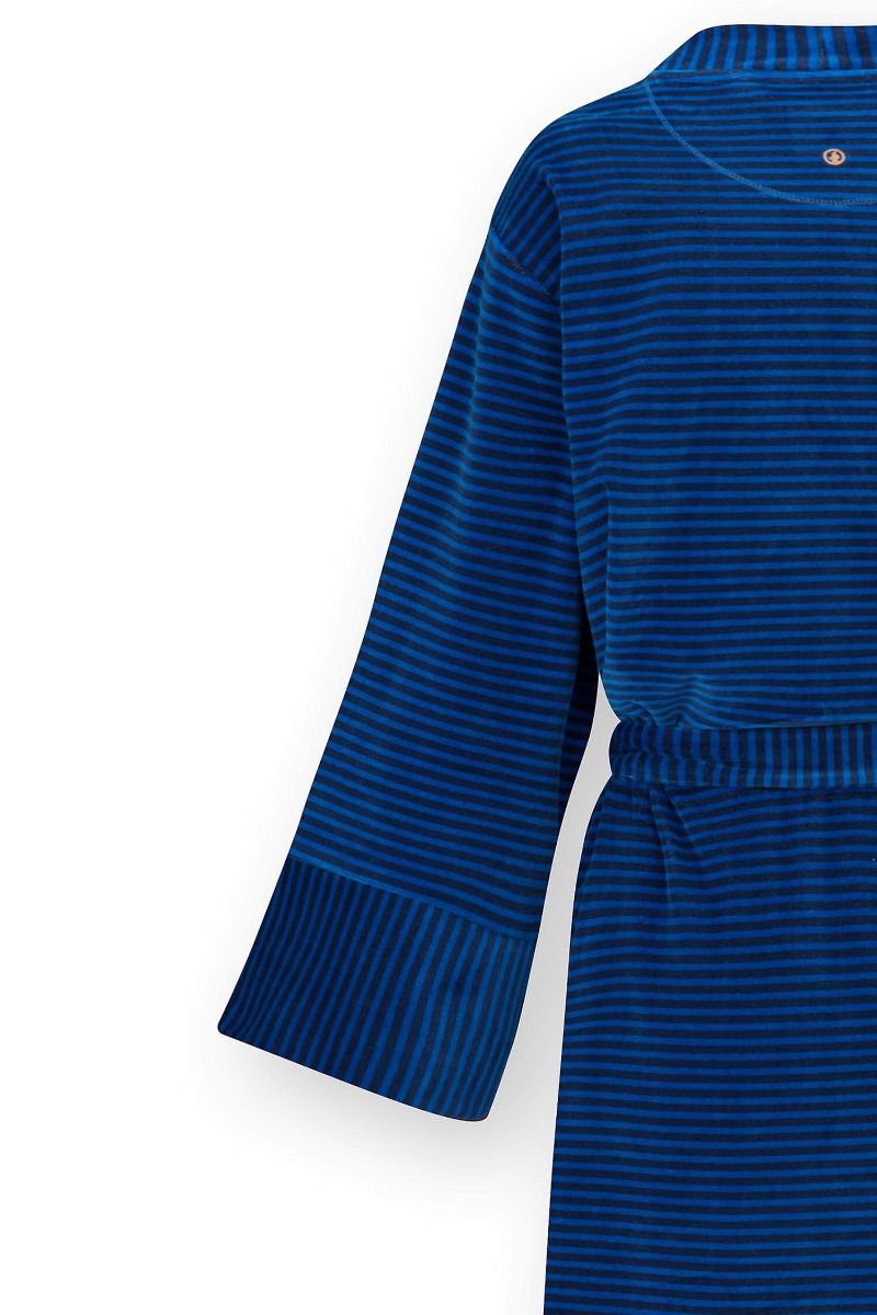 Pip Studio Naomi Kimono Velvet Little Sumo Stripe, tmavě modré