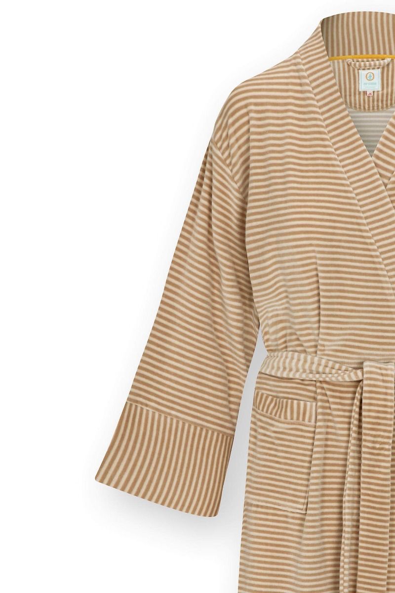 Pip Studio Naomi Kimono Velvet Little Sumo Stripe, pískové