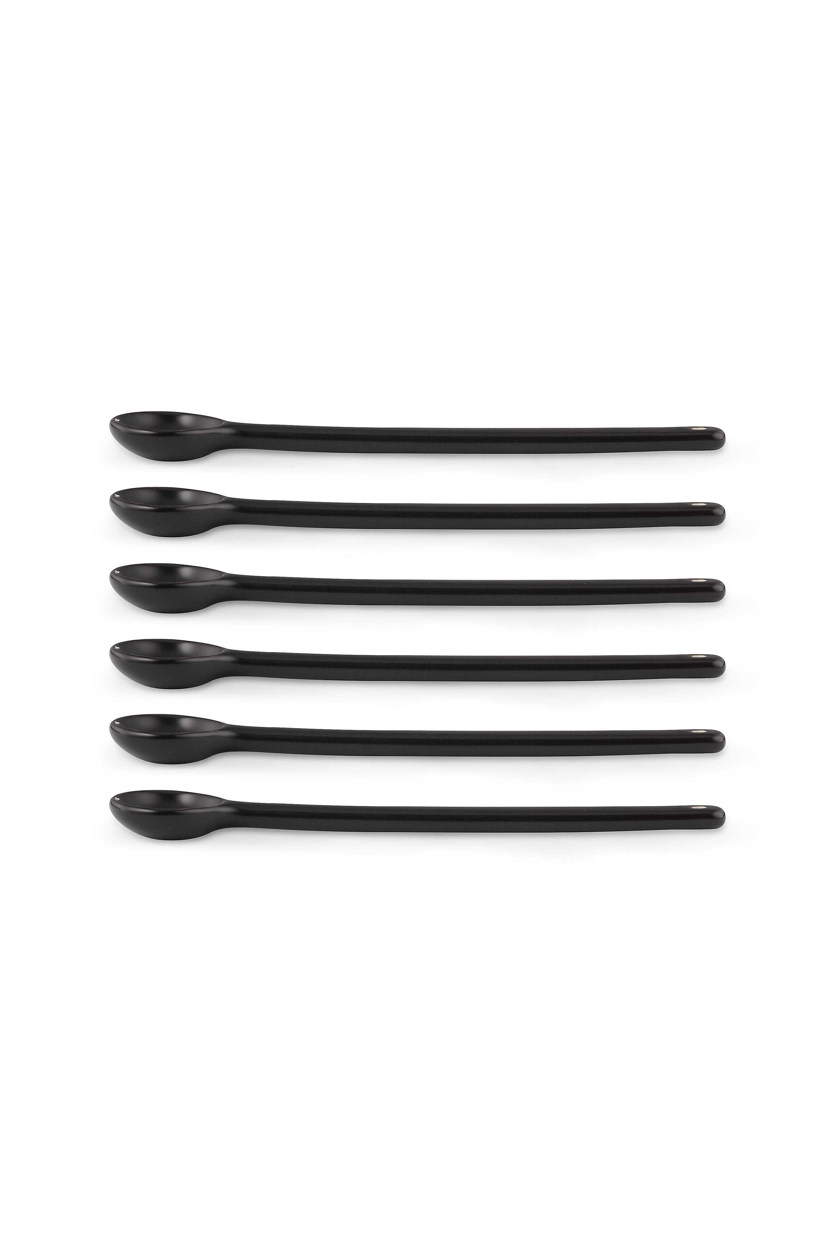 vtwonen Matt Black set 6 velkých porcelánových lžiček, černý