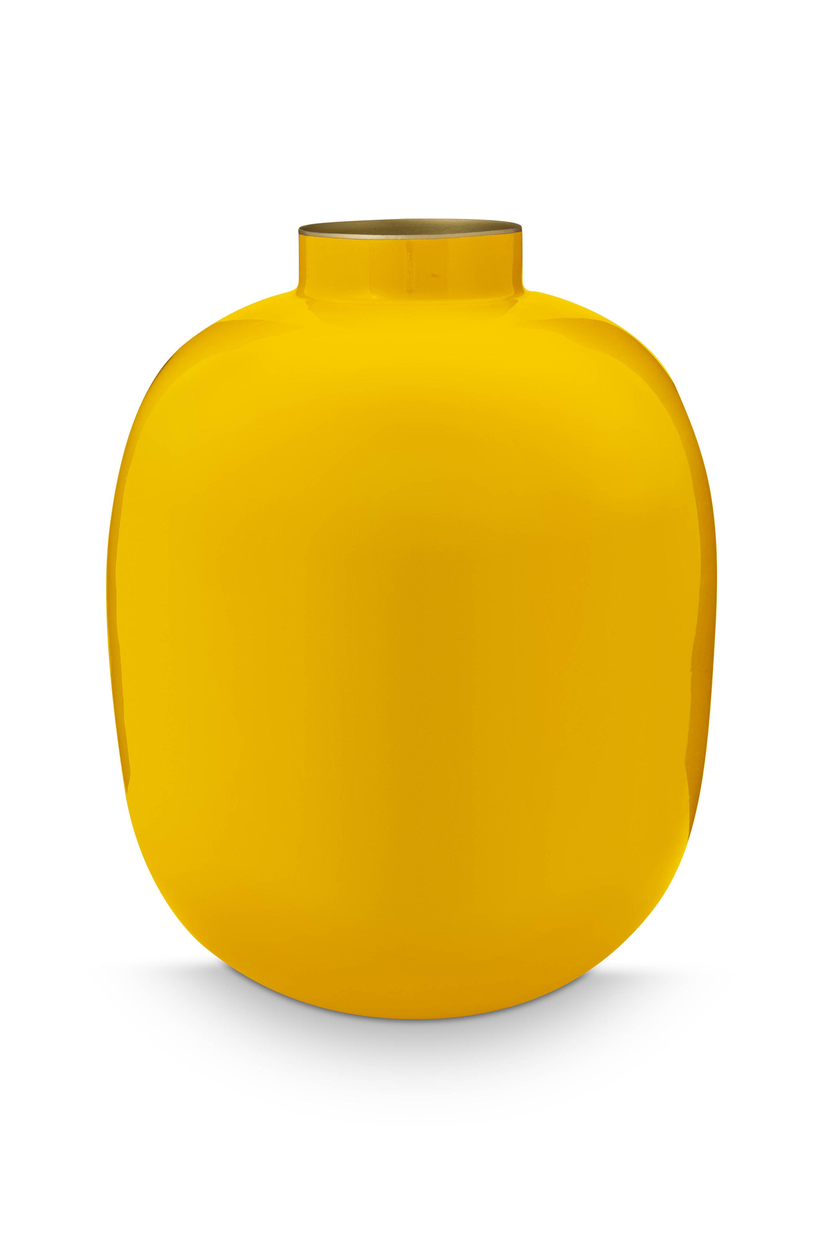 Pip Studio velká kovová váza 32cm, tmavě žlutá