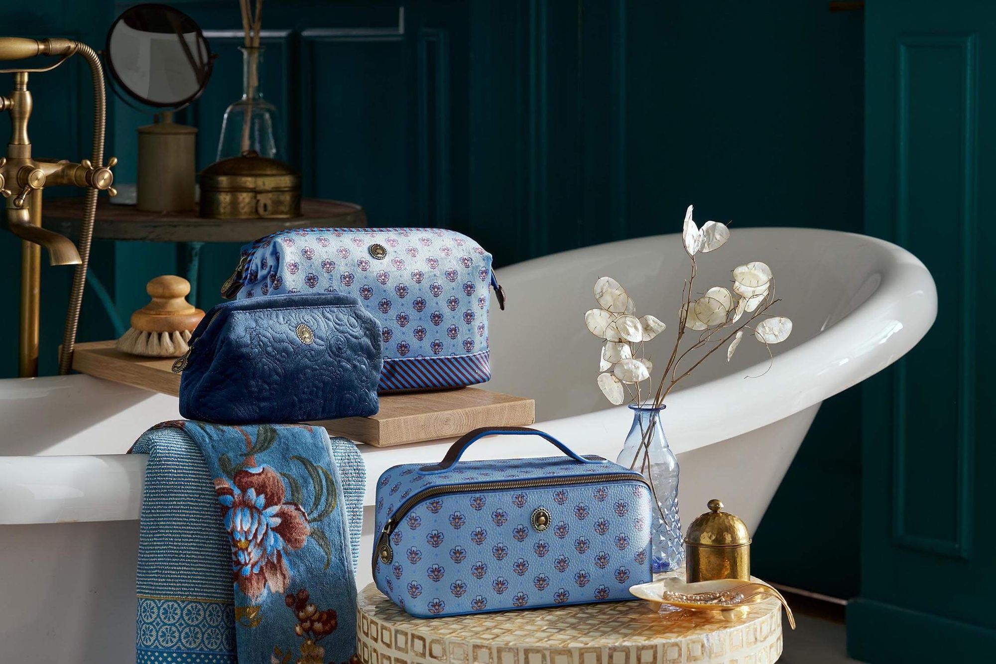 Pip Studio kosmetická taška Cooper Jaipur Flower - modrá