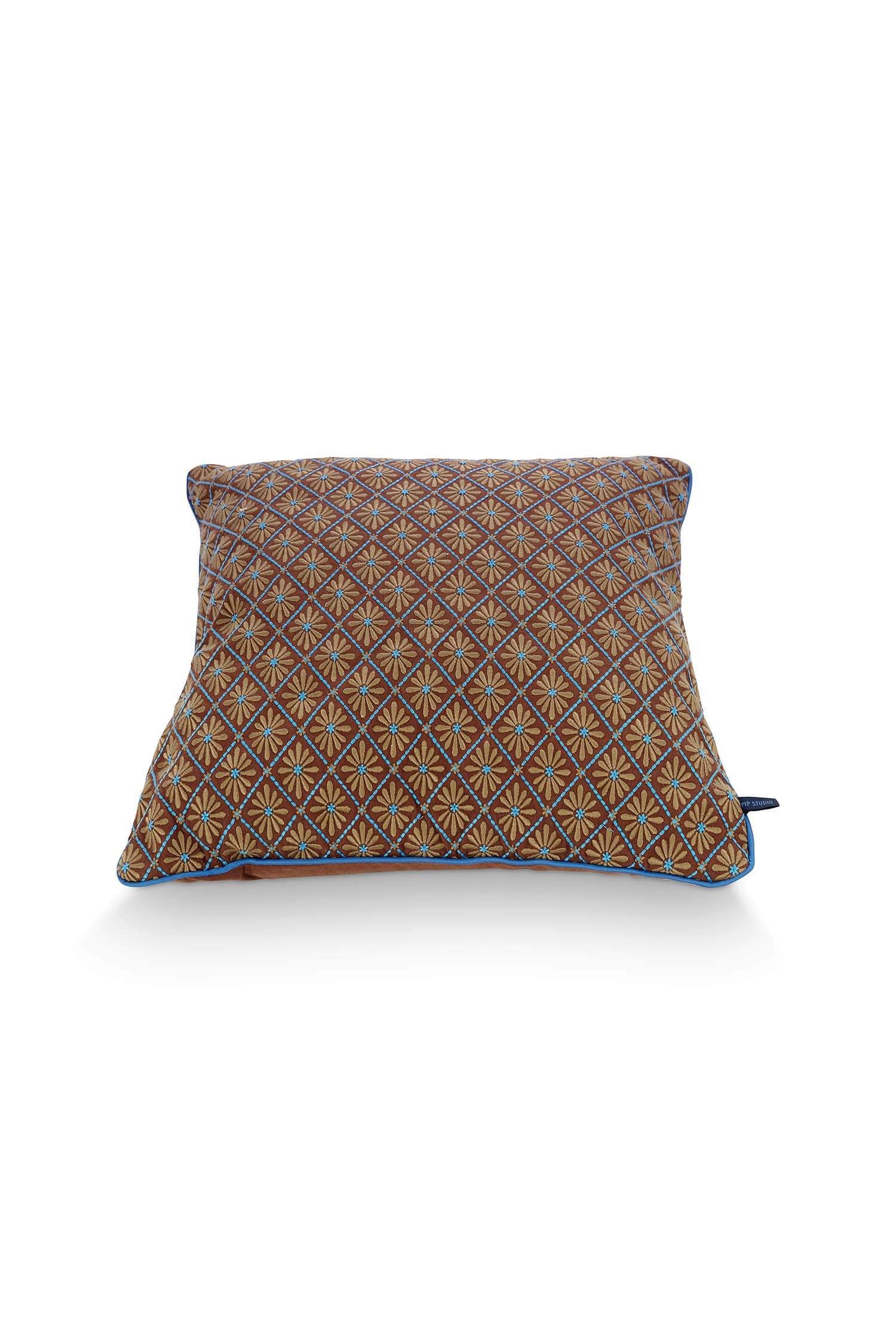 Pip Studio dekorační polštář Giyani Embroidery 50 x 50 cm - modro-hnědý