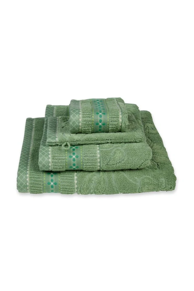Set ručníku Jasmin Jacquard a kosmetické tašky Mumbai Morning - zelený