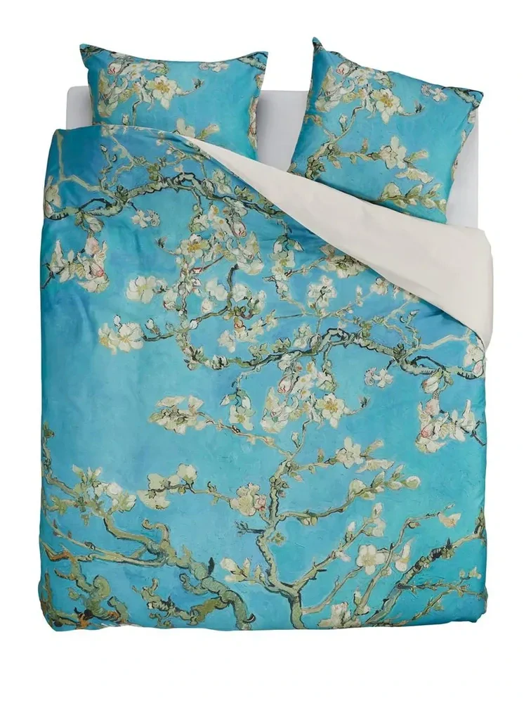 Van Gogh saténové povlečení Mandlové květy modré 200x200 + 2x 70x90 cm