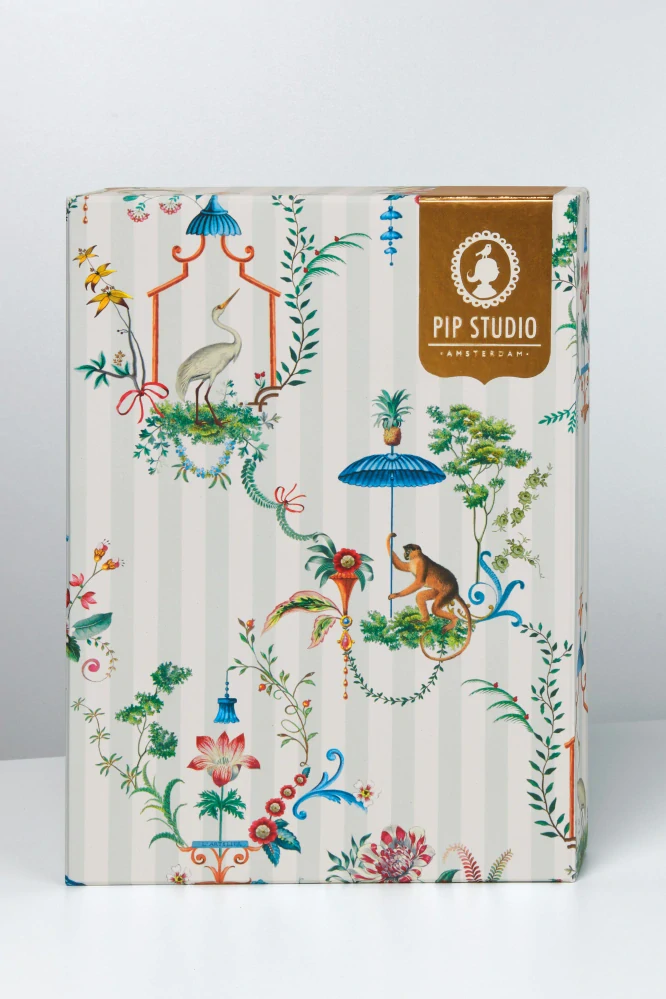 Pip Studio perkálové povlečení Singerie bílé 200x200 + 2x 70x90 cm 