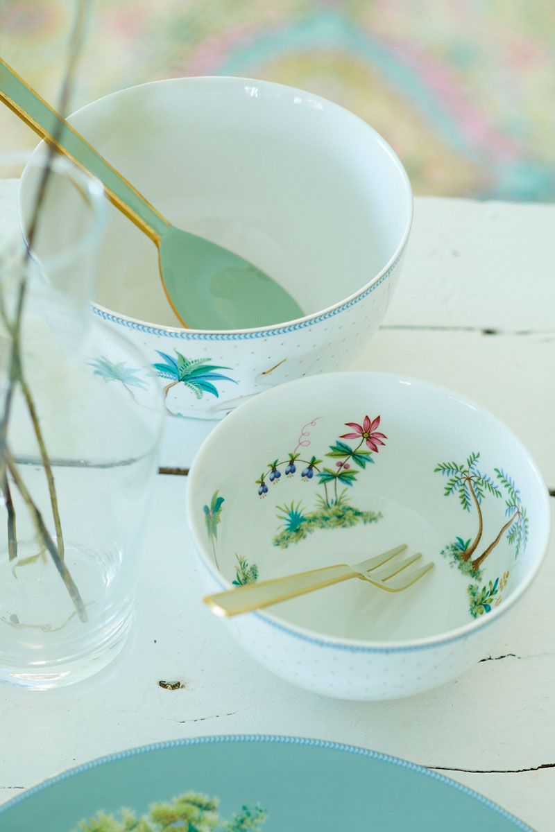 Pip Studio Jolie Flowers Dots Gold miska ∅15cm, bílá