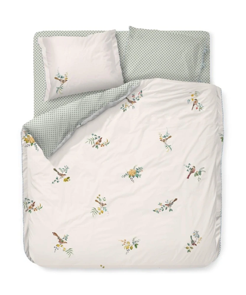 Pip Studio pérkálové povlečení Little Birds bílé 200x200 + 2x 70x90 cm
