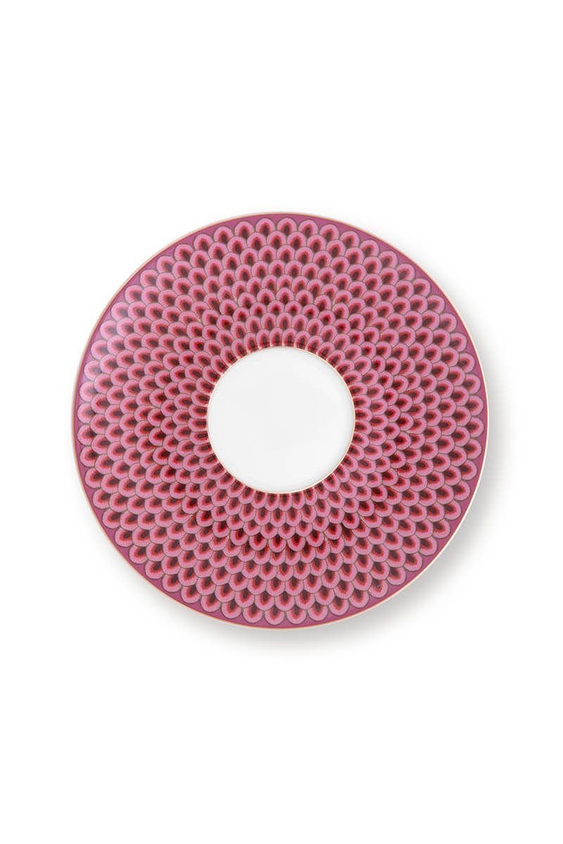 Pip Studio Flower Festival sada 2 cappuccino šálků s podšálky, tmavě růžová