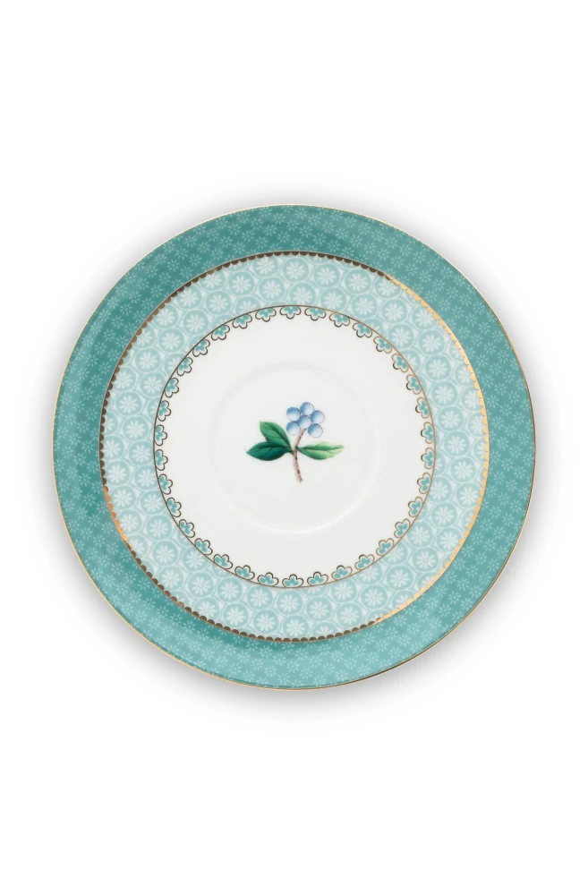 Pip Studio Blushing Birds sada 2ks cappuccino šálků s podšálky 270ml, modrá