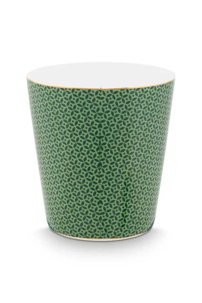 Pip Studio Royal Tiles hrnek bez ucha s odkládacím táckem 270ml, zelený