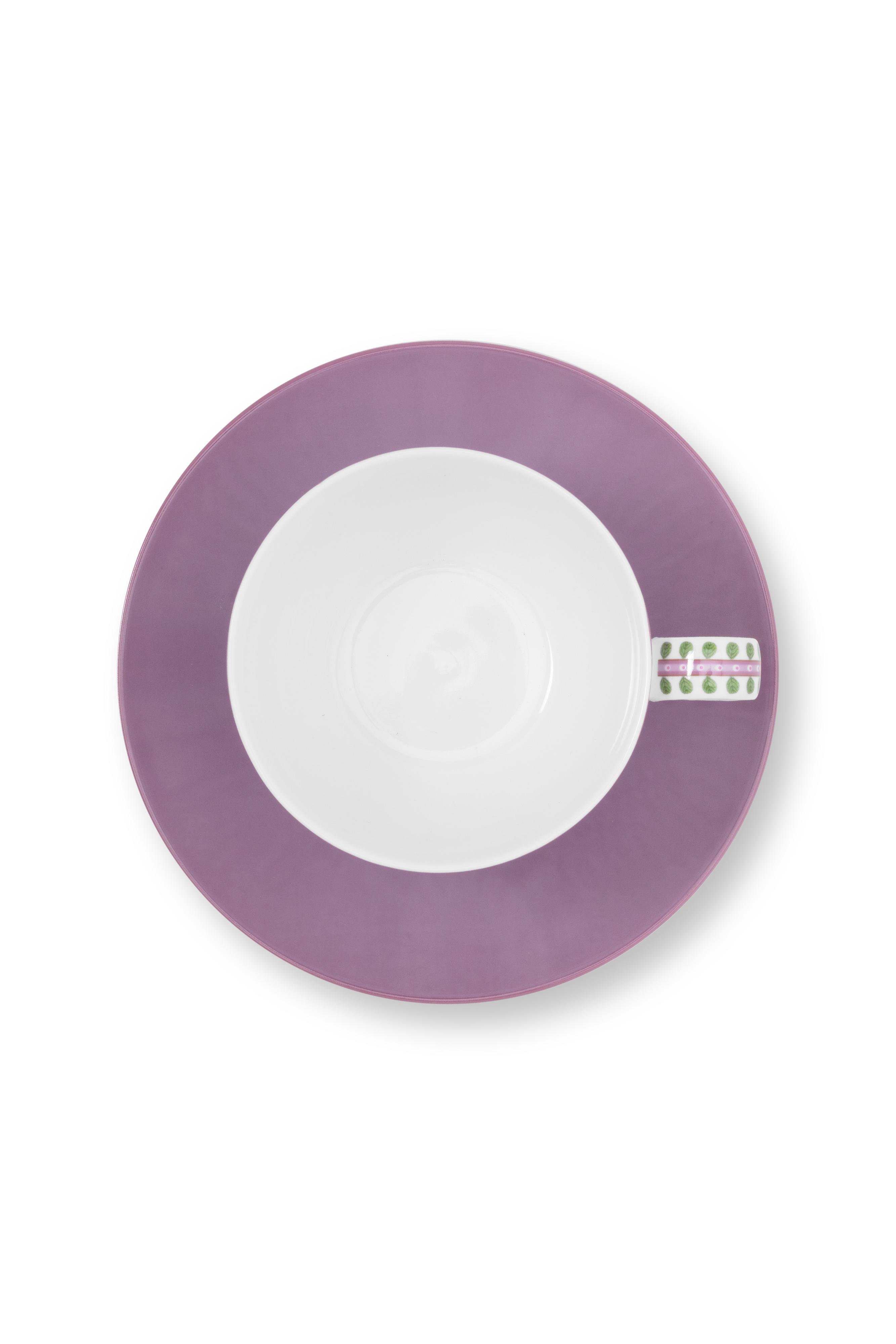 Pip Studio Lily & Lotus sada 2ks cappuccino šálků s podšálky 270ml, lila