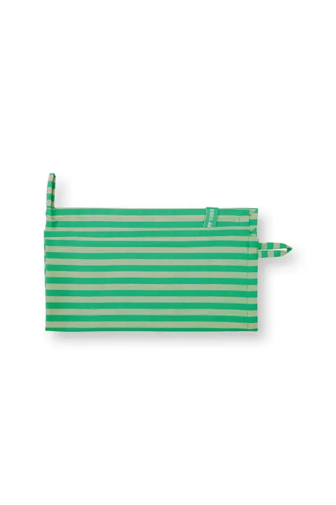 Pip Studio Stripes Green set 2ks látkových útěrek 65x65cm, zelený