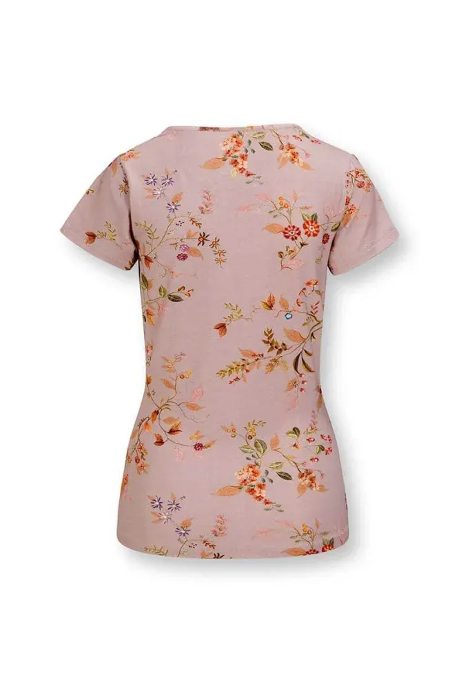 Pip Studio Tilly triko s krátkým rukávem Kawai Flower, růžové