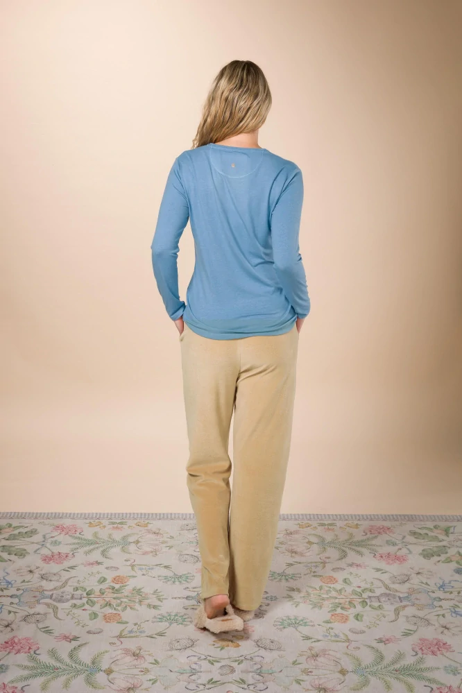 Pip Studio Britta dlouhé kalhoty Velvet Solid Sand