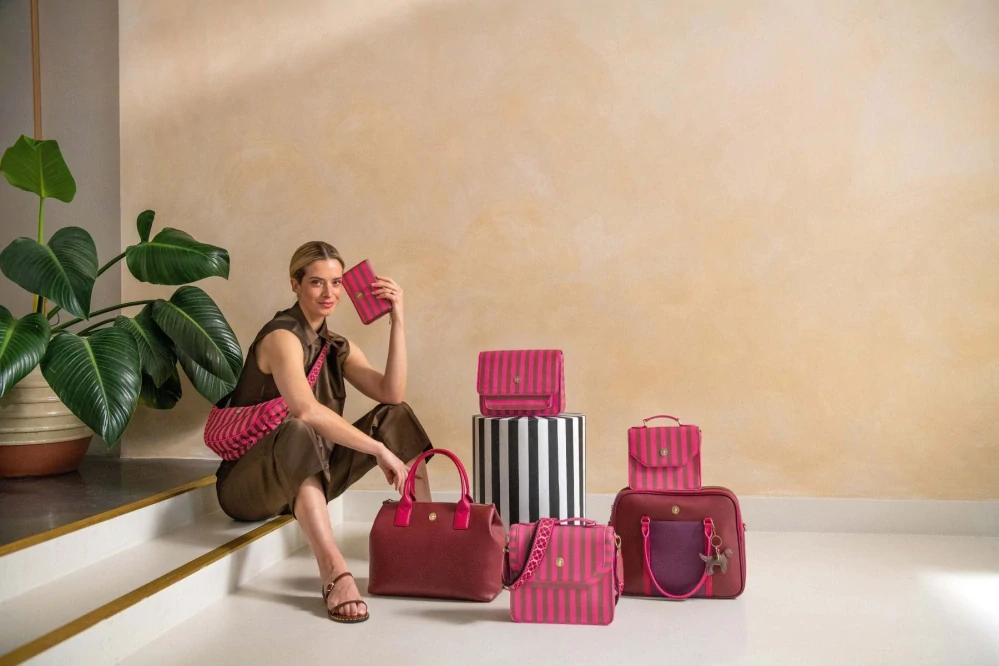 Pip Studio Freya Half Moon Cross Body Stripe kabelka, růžová