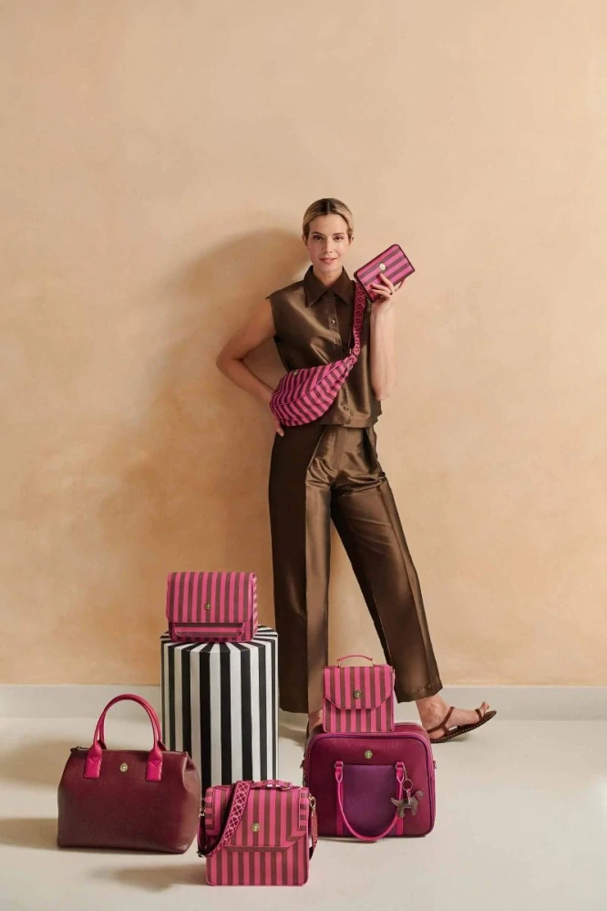 Pip Studio Frances Stripe Cross Body kabelka větší, růžová