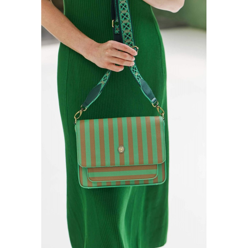 Pip Studio Fenna Stripe Cross Body kabelka, zelená