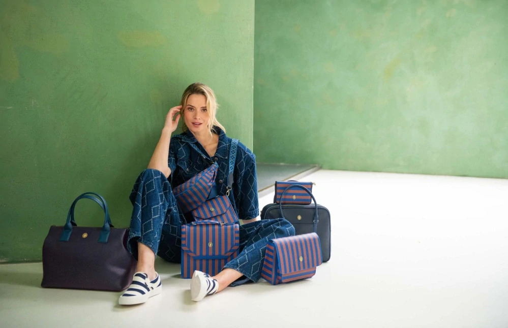 Pip Studio Frances Stripe Cross Body kabelka, modrá