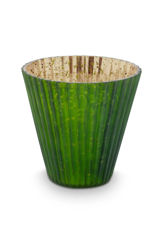 Pip Studio Love Birds sada 3 ks skleněných svícnů 10x10,5 cm, zeleno-modrá