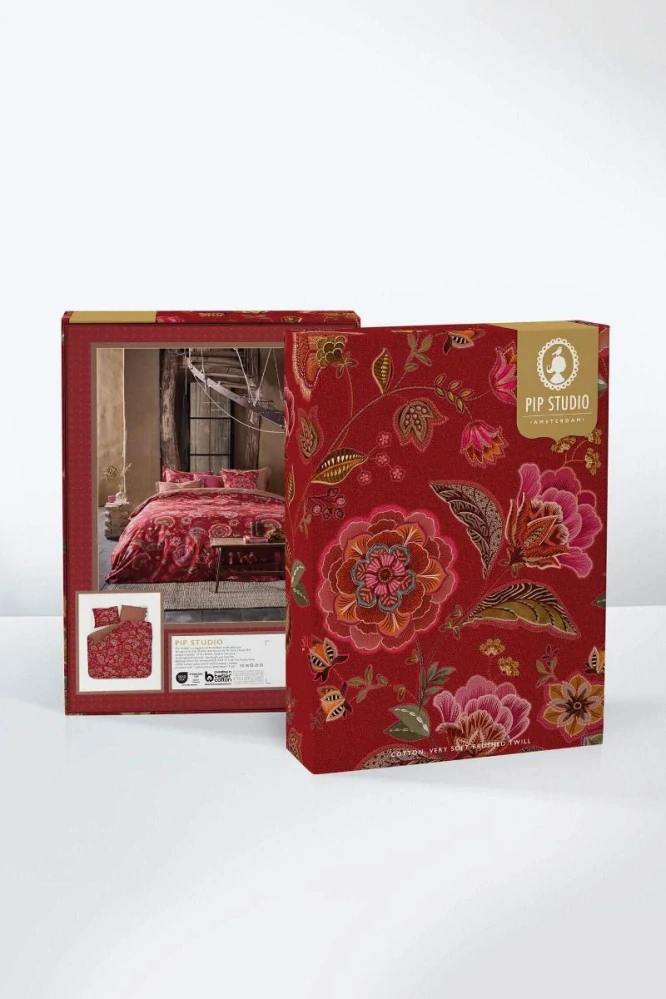 Pip Studio povlečení z broušeného kepru Matata červené 140x200 + 70x90 cm