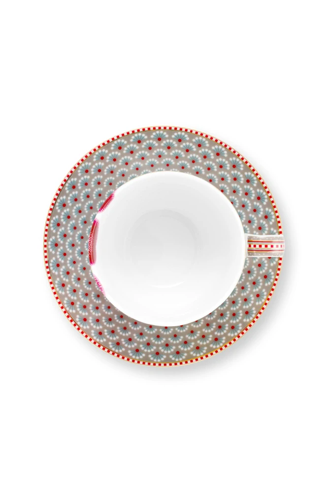 Pip Studio Blooming Tales sada 2ks šálků s podšálky 270ml, khaki