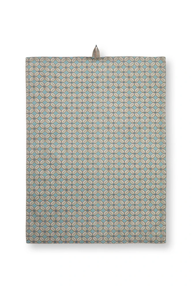 Pip Studio Blooming Tales sada 2 ks bavlněných utěrek, modrá-khaki