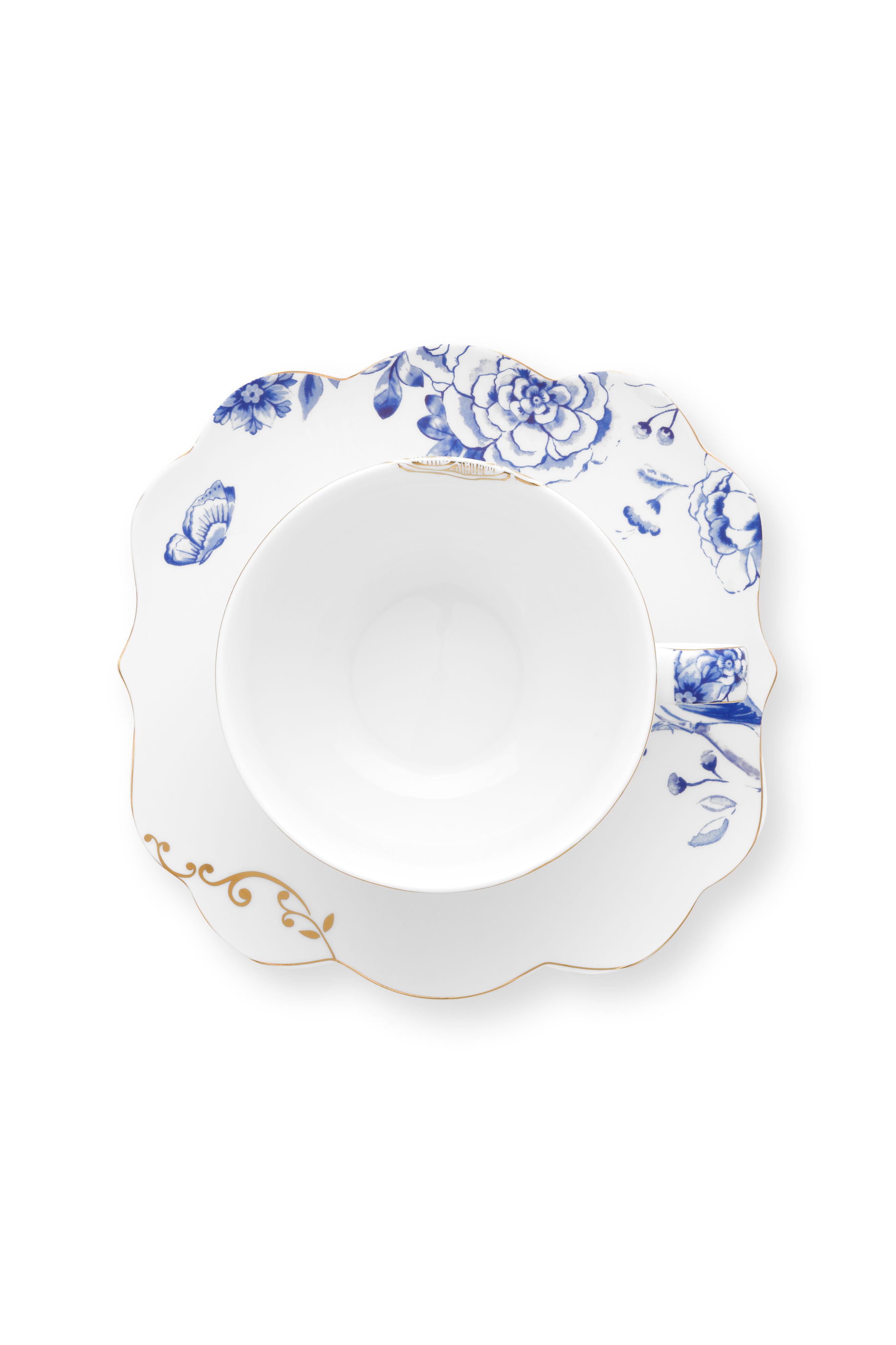 Pip Studio Royal White sada 2 ks cappuccino šálků s podšálky 210ml, bílá